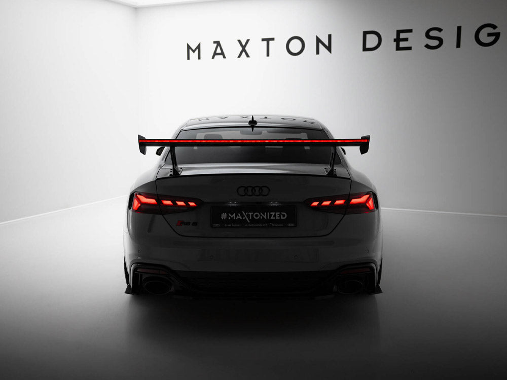Maxton Design Carbon Spoiler With External Brackets Uprights V.1 + LED Audi A5 / A5 S-Line / S5 / RS5 Coupe F5 / F5 Facelift