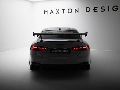 Maxton Design Carbon Spoiler With External Brackets Uprights V.1 + LED Audi A5 / A5 S-Line / S5 / RS5 Coupe F5 / F5 Facelift