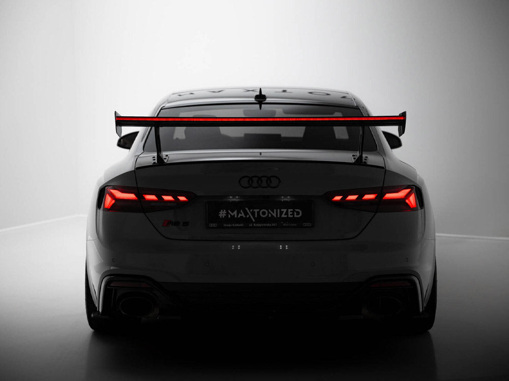 Maxton Design Carbon Spoiler With External Brackets Uprights V.1 + LED Audi A5 / A5 S-Line / S5 / RS5 Coupe F5 / F5 Facelift