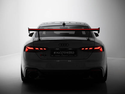 Maxton Design Carbon Spoiler With External Brackets Uprights V.1 + LED Audi A5 / A5 S-Line / S5 / RS5 Coupe F5 / F5 Facelift