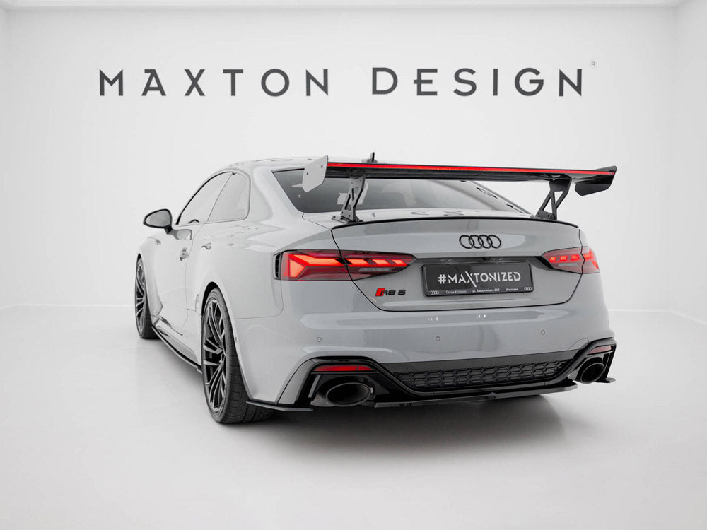 Maxton Design Carbon Spoiler With External Brackets Uprights V.1 + LED Audi A5 / A5 S-Line / S5 / RS5 Coupe F5 / F5 Facelift