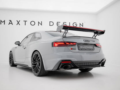 Maxton Design Carbon Spoiler With External Brackets Uprights V.1 + LED Audi A5 / A5 S-Line / S5 / RS5 Coupe F5 / F5 Facelift