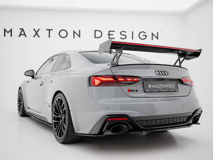 Maxton Design Carbon Spoiler With External Brackets Uprights V.1 + LED Audi A5 / A5 S-Line / S5 / RS5 Coupe F5 / F5 Facelift