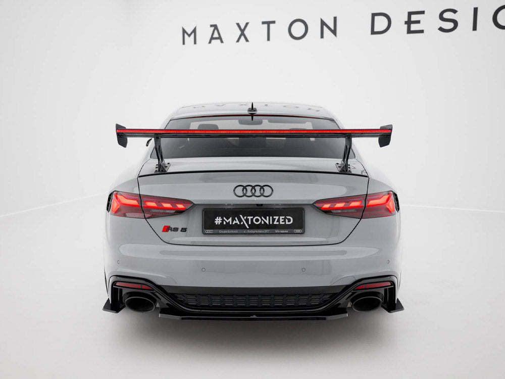 Maxton Design Carbon Spoiler With External Brackets Uprights V.1 + LED Audi A5 / A5 S-Line / S5 / RS5 Coupe F5 / F5 Facelift