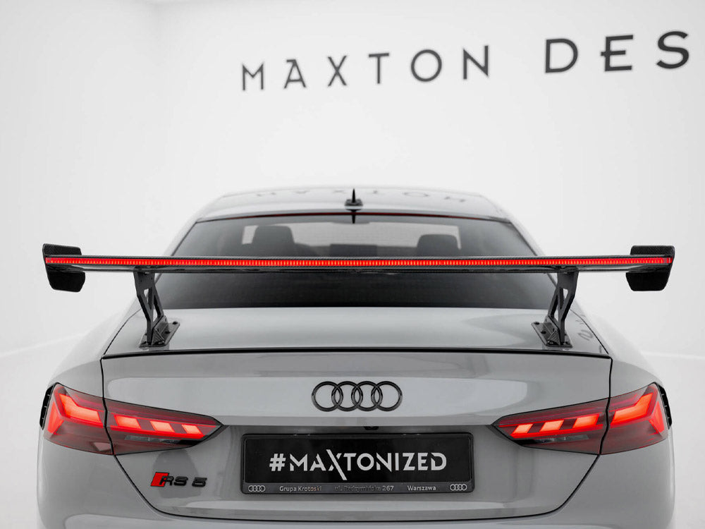 Maxton Design Carbon Spoiler With External Brackets Uprights V.1 + LED Audi A5 / A5 S-Line / S5 / RS5 Coupe F5 / F5 Facelift