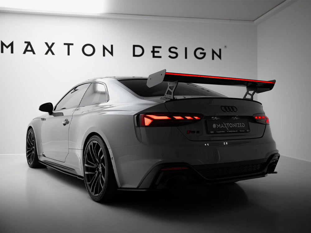 Maxton Design Carbon Spoiler With External Brackets Uprights V.2 + LED Audi A5 / A5 S-Line / S5 / RS5 Coupe F5 / F5 Facelift