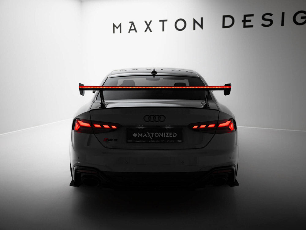 Maxton Design Carbon Spoiler With External Brackets Uprights V.2 + LED Audi A5 / A5 S-Line / S5 / RS5 Coupe F5 / F5 Facelift