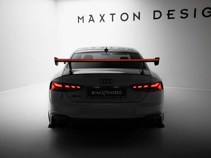 Maxton Design Carbon Spoiler With External Brackets Uprights V.2 + LED Audi A5 / A5 S-Line / S5 / RS5 Coupe F5 / F5 Facelift