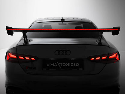 Maxton Design Carbon Spoiler With External Brackets Uprights V.2 + LED Audi A5 / A5 S-Line / S5 / RS5 Coupe F5 / F5 Facelift
