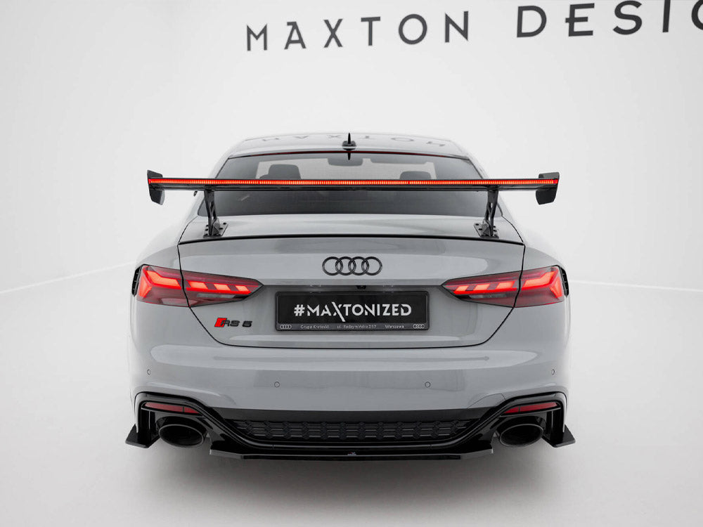 Maxton Design Carbon Spoiler With External Brackets Uprights V.2 + LED Audi A5 / A5 S-Line / S5 / RS5 Coupe F5 / F5 Facelift