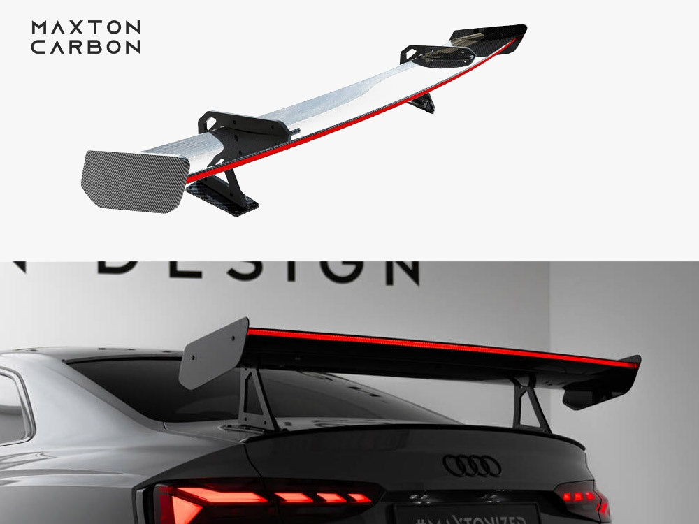 Maxton Design Carbon Spoiler With Upper Swan Mounting + LED Audi A5 / A5 S-Line / S5 / RS5 Coupe F5 / F5 Facelift