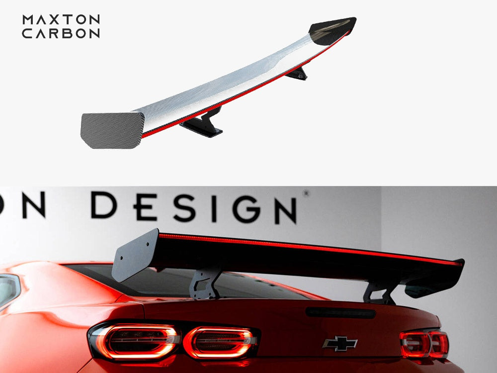 Maxton Design Carbon Spoiler With Internal Brackets Uprights + LED Chevrolet Camaro SS Mk6 Facelift