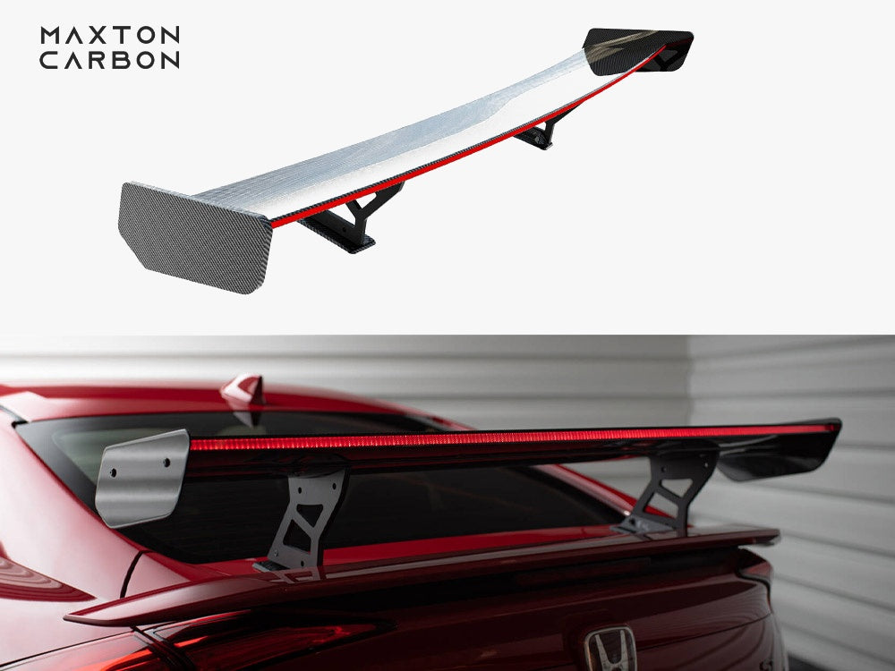 Maxton Design Carbon Spoiler With Internal Brackets Uprights + LED Honda Civic SI Mk10