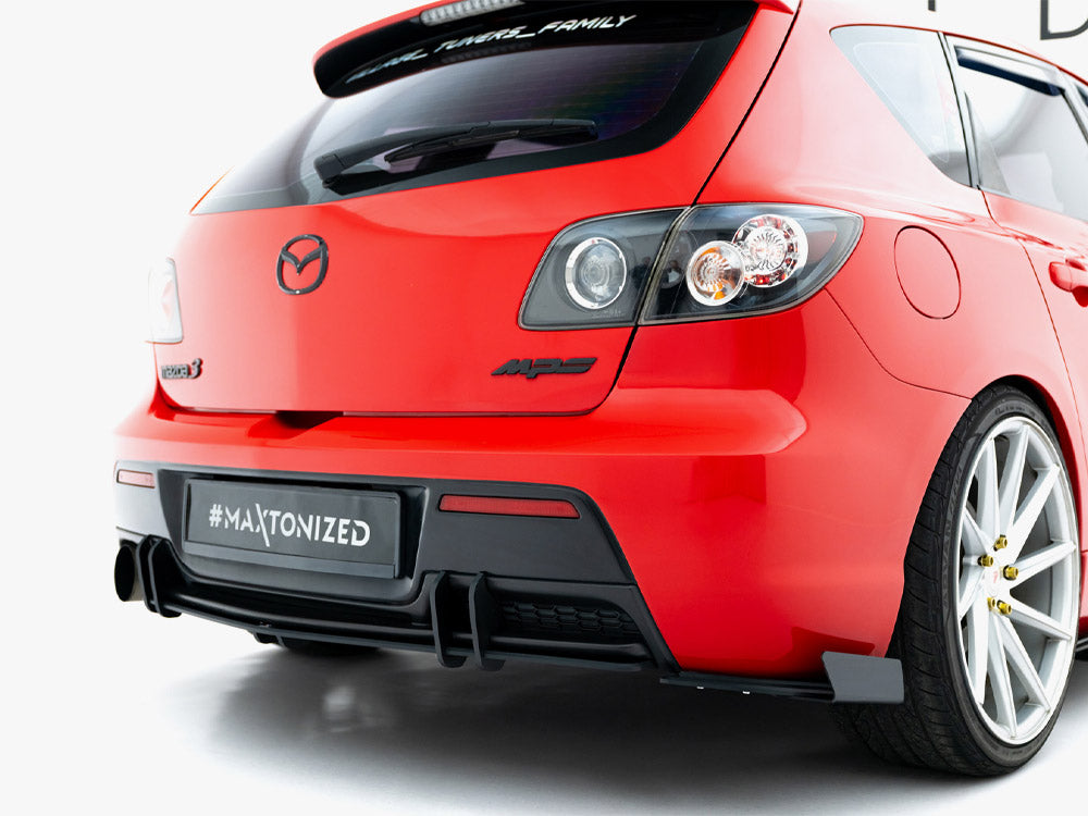Maxton Design Street PRO Rear Side Splitters + Flaps Mazda 3 MPS Mk1 EU Version
