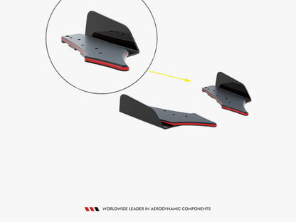 Maxton Design Street PRO Rear Side Splitters + Flaps Audi RS3 8V Sportback - Black-Red + Gloss Flaps