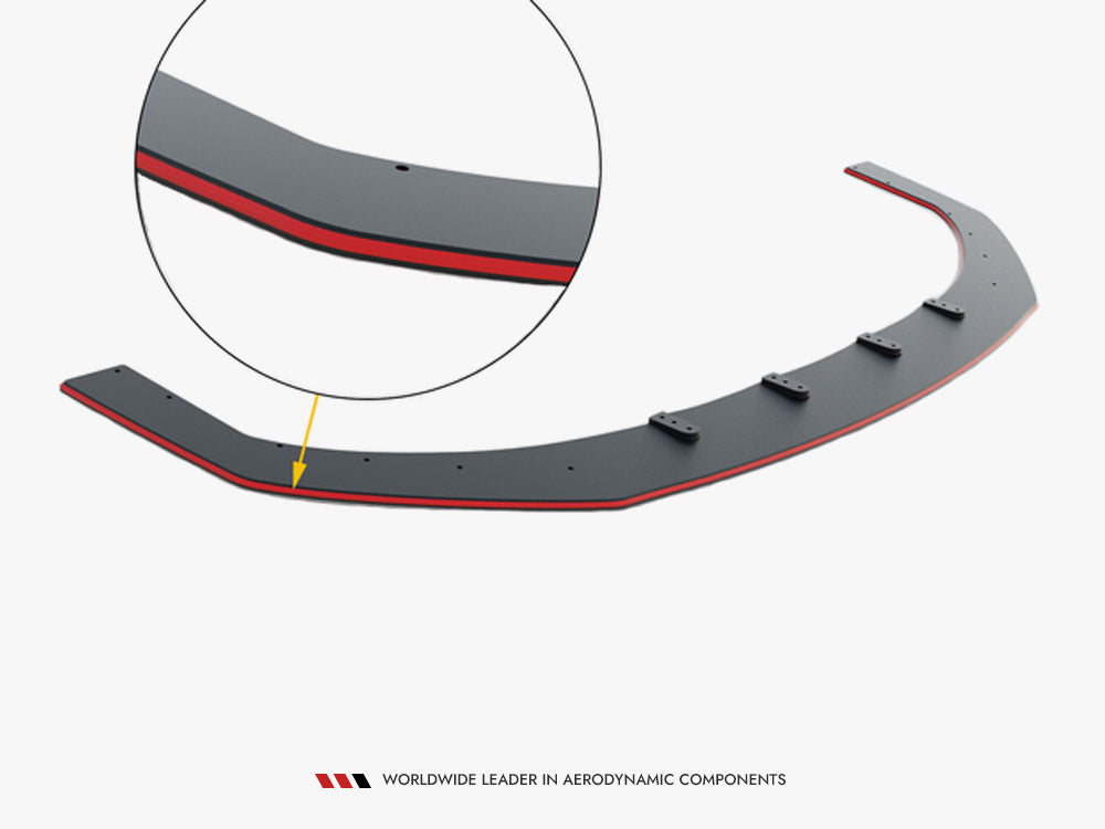 Maxton Design Street PRO Front Splitter Hyundai I30 N Mk3 Hatchback / Fastback - Black-Red