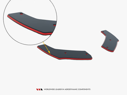 Maxton Design Street PRO Rear Side Splitters V.1 Ford Mustang GT MK6 Facelift - Black-Red