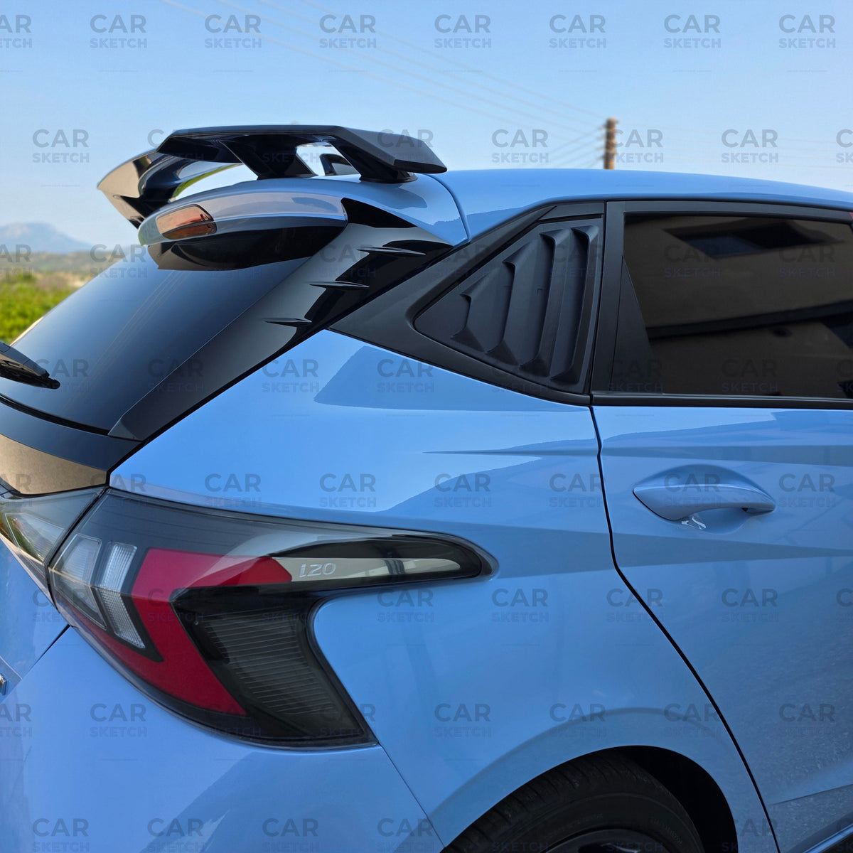 Close-up of Hyundai i20 N window louvers