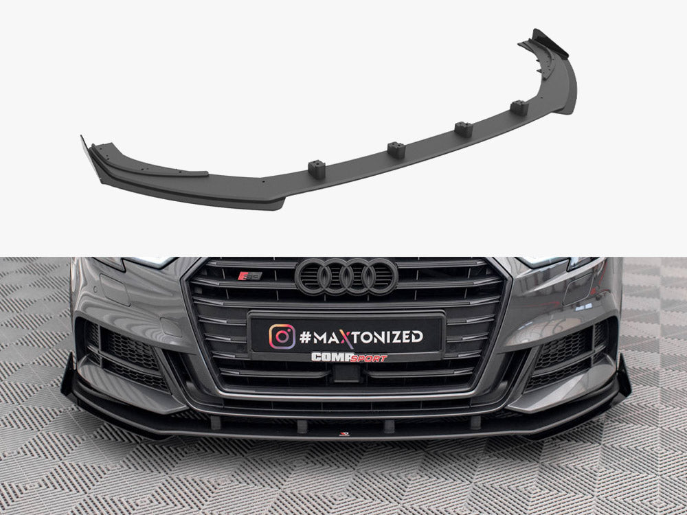 Maxton Design Street PRO Front Splitter V.1 + Flaps Audi S3 / A3 S-Line Sportback 8V Facelift