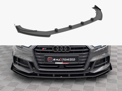 Maxton Design Street PRO Front Splitter V.1 + Flaps Audi S3 / A3 S-Line Sportback 8V Facelift