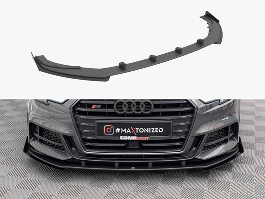 Maxton Design Street PRO Front Splitter V.1 + Flaps Audi S3 / A3 S-Line Sportback 8V Facelift