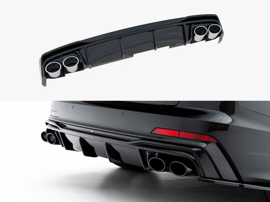Maxton Design Rear Valance + Exhaust Ends Imitation Audi A6 S-Line / S6 C8 / C8 Facelift