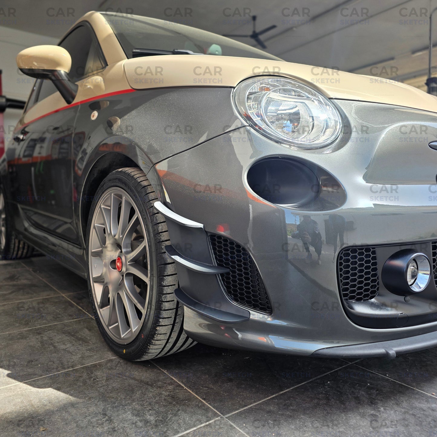 Abarth 595 Pre-Restyling / Pre-Facelift Front Bumper Aero Fins