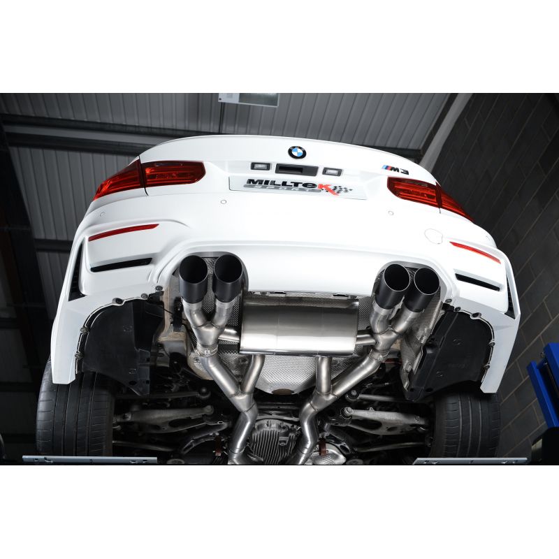 Milltek Exhaust  BMW M3 F80 Saloon & M3 Competition Saloon (Non OPF/GPF Models Only) Cat back Exhaust RACE System Louder Quad Black Tailpipes SSXBM996 - TMC Motorsport