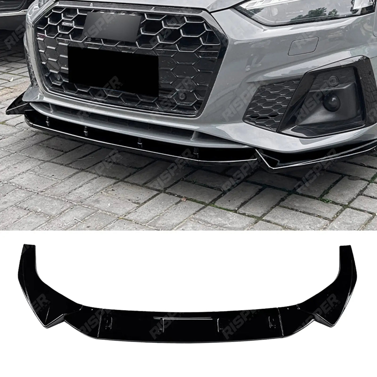 3 Pc Front Splitter in Gloss Black For Audi A5 S5 F5 Facelift 2021-2024 S LINE