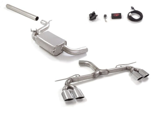 Ragazzon Stainless steel front pipe group N + centre silencer + rear tube left/right VOLKSWAGEN 2.0TSI GTi (180KW) 76mm 07/2018>>2020 (50.1061.35) - TMC Motorsport