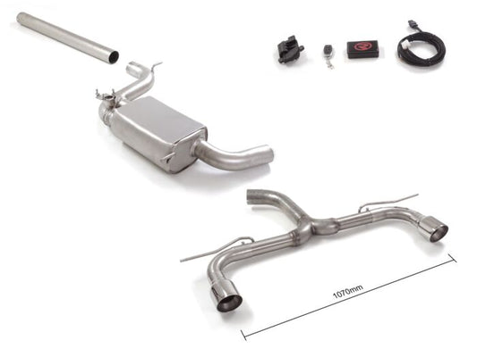 Ragazzon Stainless steel front pipe group N + centre silencer + rear tube left/right VOLKSWAGEN 2.0TSI GTi (180KW) 76mm 07/2018>>2020 (50.1061.61) - TMC Motorsport