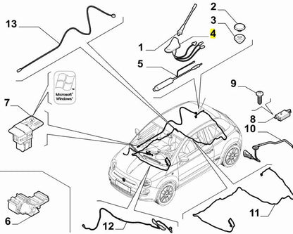 Genuine Abarth 500 Aerial Base - 2012 Onwards Vehicles - TMC Motorsport