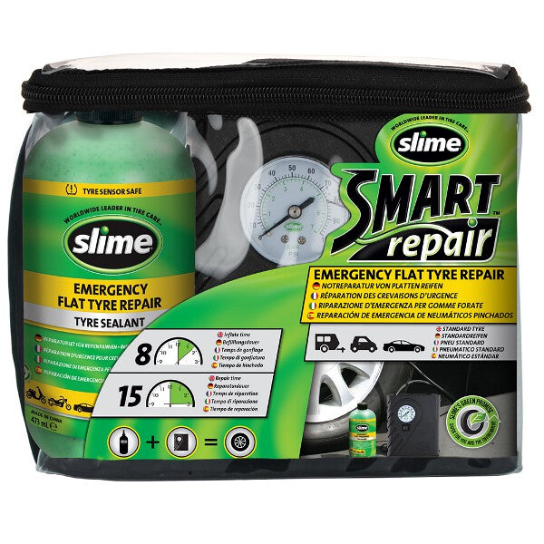 Slime Smart Tyre Repair Kit 12V Compressor And 473ml Solution