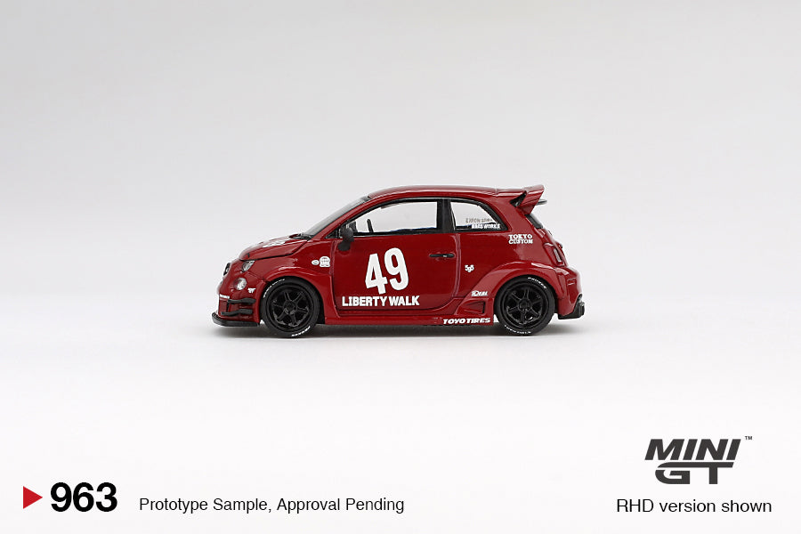 Mini GT Abarth Model Car - Abarth 595 LB-Works x Abas Works Red