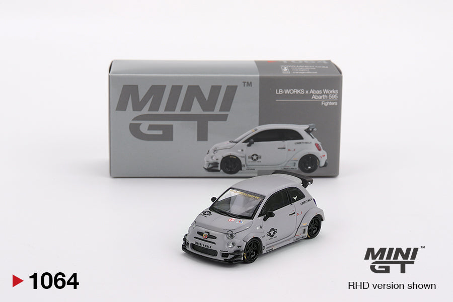 Mini GT Abarth Model Car - Abarth 595 LB-Works x Abas Works Fighters Grey