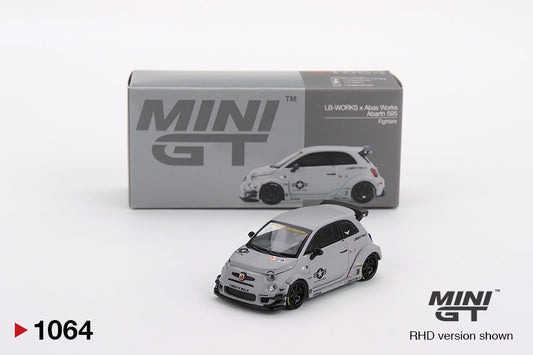 Mini GT Abarth Model Car - Abarth 595 LB-Works x Abas Works Fighters Grey