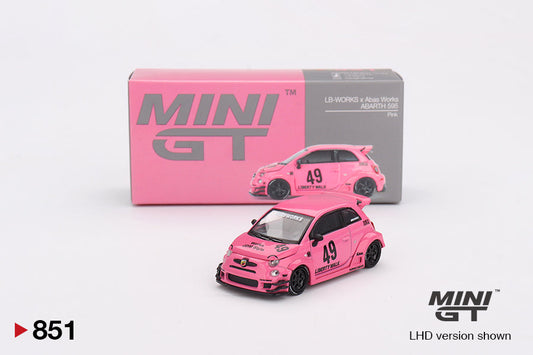 Mini GT Abarth Model Car - Abarth 595 LB-Works x Abas Works Pink