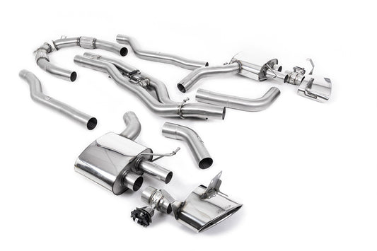 Audi RS6/RS7 C8 - Non Resonated Cat Back System (Twin 80mm) with Polished Oval Trims - Louder - (No Cutting Required)