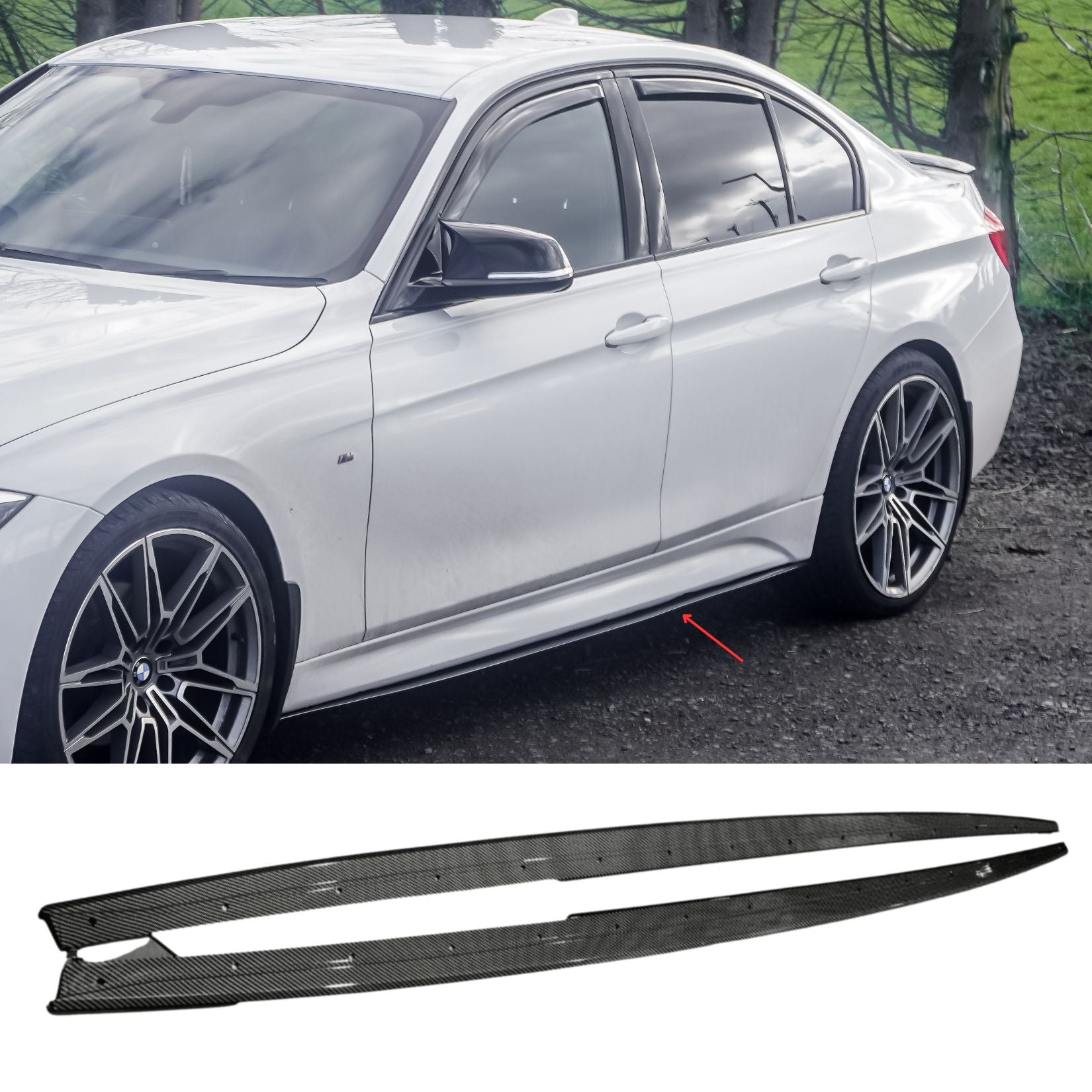 BMW 3 Series F30 F35 M Sport Side Skirt Splitters - Carbon Style - TMC Motorsport