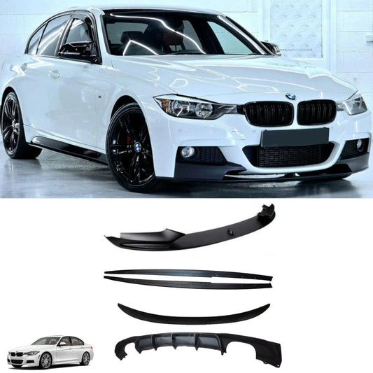 BMW 3 Series F30 M Sport 2012-2018 Matte Black Full Aero Body Kit - Diffuser 00__00 - TMC Motorsport