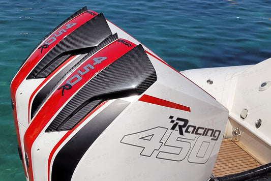 Carbon Fiber Engine Air Scoops for Mercury V8 Outboard, 500R, 450R, 300R, 300 VERADO - Carbon Fibre