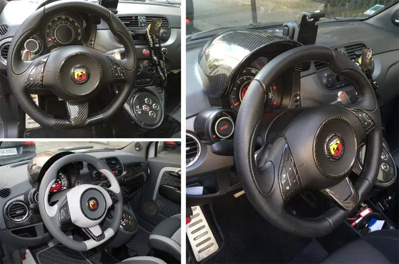 Abarth 500 / 595 / 695 Steering Wheel Centre Cover - Carbon Fibre - TMC Motorsport