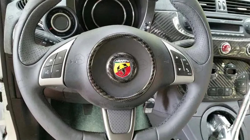 Abarth 500 / 595 / 695 Steering Wheel Centre Cover - Carbon Fibre - TMC Motorsport