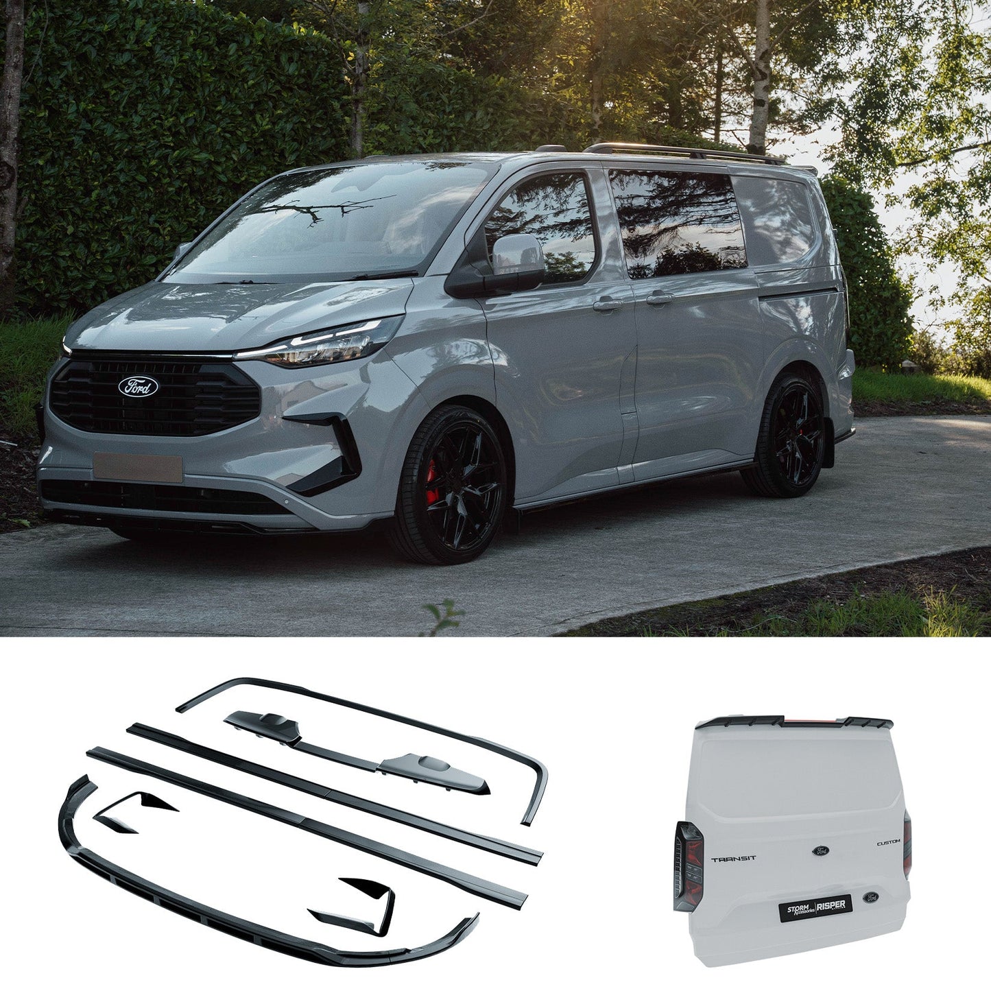 Ford Transit Custom MK2 2024 on TAILGATE SWB Full Low Line Aero Kit In Gloss Black