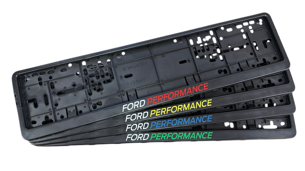 Ford Performance Number Plate Surrounds – Multi-Colour Logo | Sold as a Pair