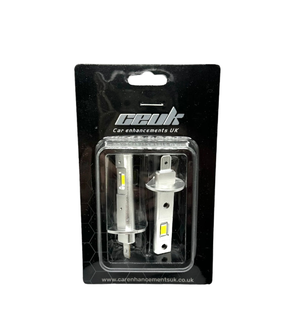 CEUK Enhanced H1 LED Headlight / Main Beam Bulbs – 6000K | Plug & Play | 20,000Lm (448 / P14.5s)