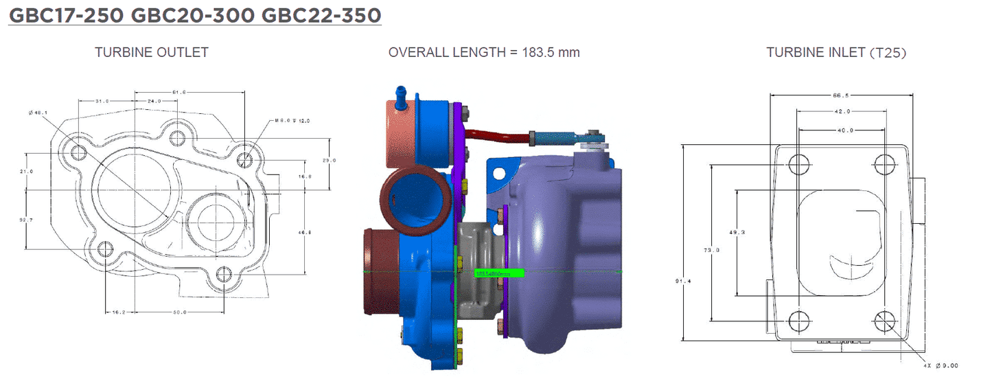 TMC Garrett Performance GBC20-300 Turbocharger – Abarth 500 / 595 / 695, Punto Evo & Grande Punto