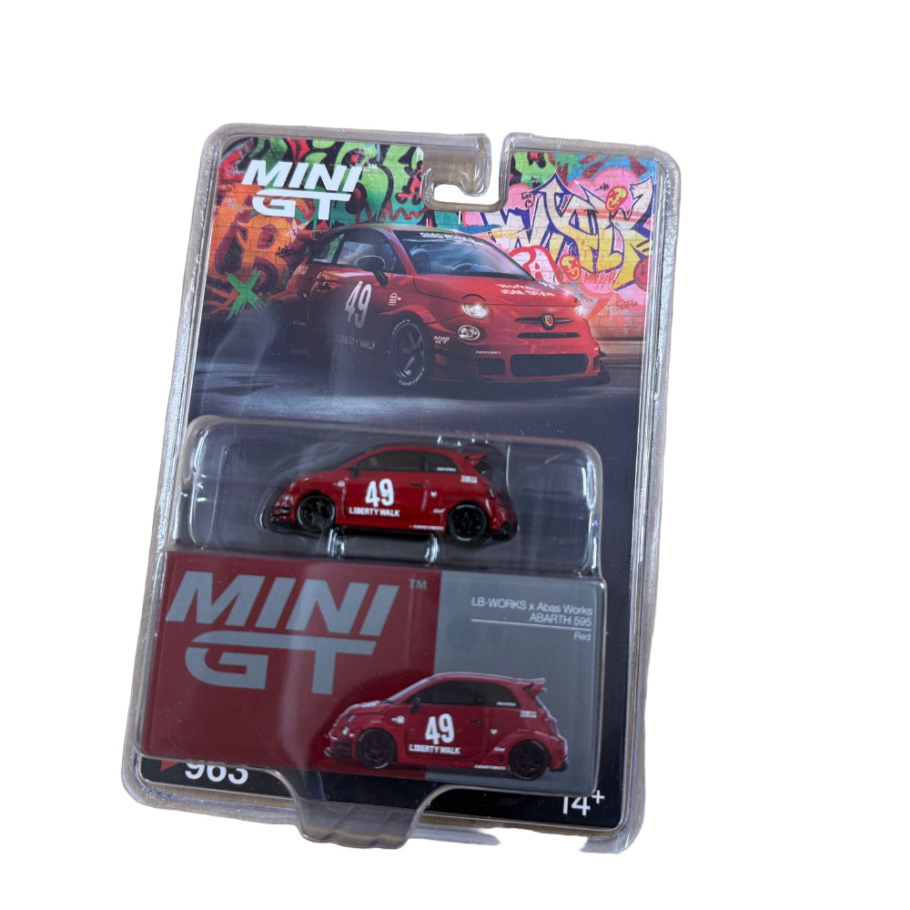 Mini GT Abarth Model Car - Abarth 595 LB-Works x Abas Works Red