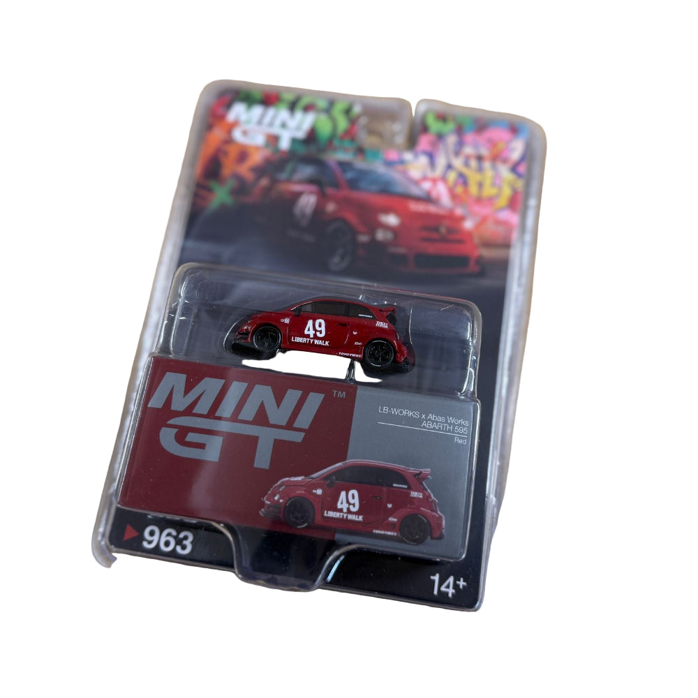 Mini GT Abarth Model Car - Abarth 595 LB-Works x Abas Works Red
