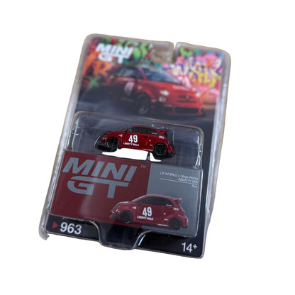 Mini GT Abarth Model Car - Abarth 595 LB-Works x Abas Works Red